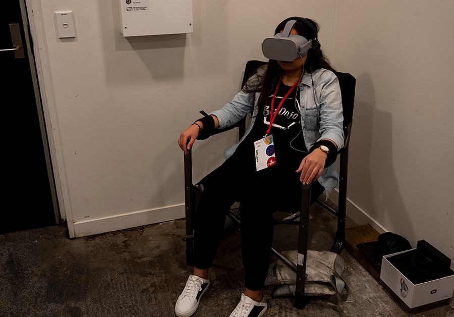 Our first TEDx participant strapped to a chair in a somewhat dodgy looking back room
